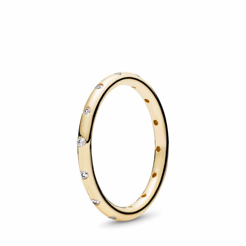 Pandora Droplets Stackable Ring Ireland - Yellow Gold 14 K/Cubic Zirconia - 591476POF